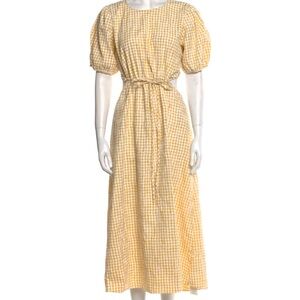 En Saison Yellow Gingham Puff Sleeve Dress